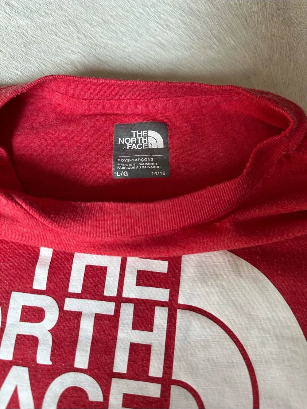 The North Face Kids Short-Sleeve Logo Tee in Red with White Print